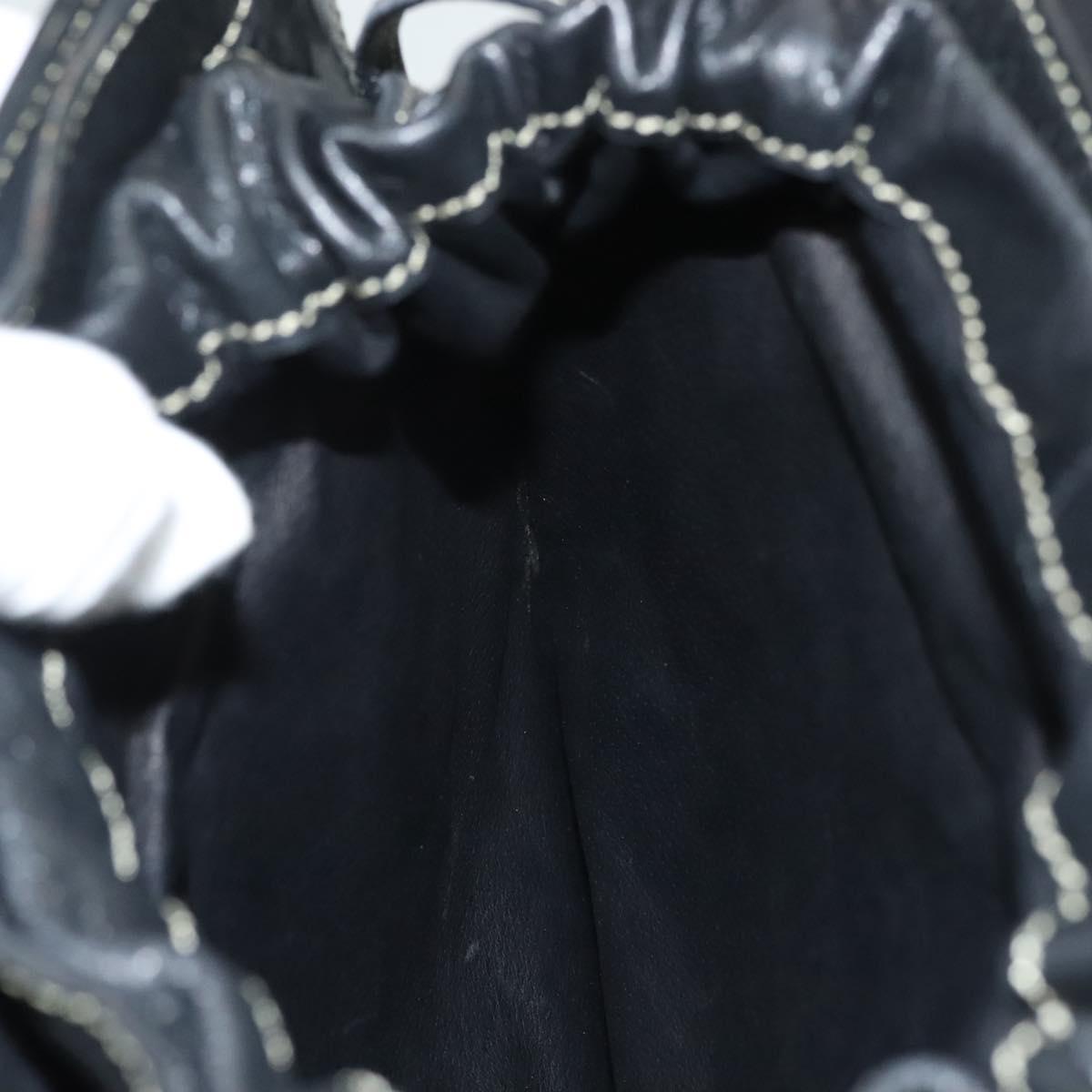 BALLY Hand Bag Leather Black Gold Auth ti3253