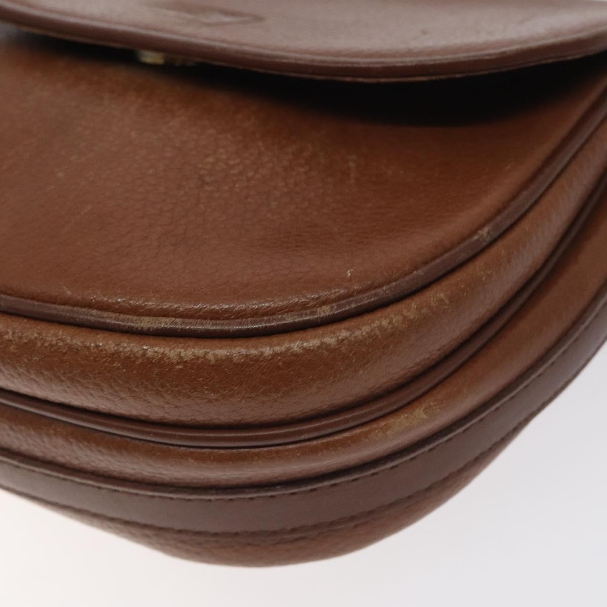 BURBERRY Shoulder Bag Leather Brown Gold Auth ti3255