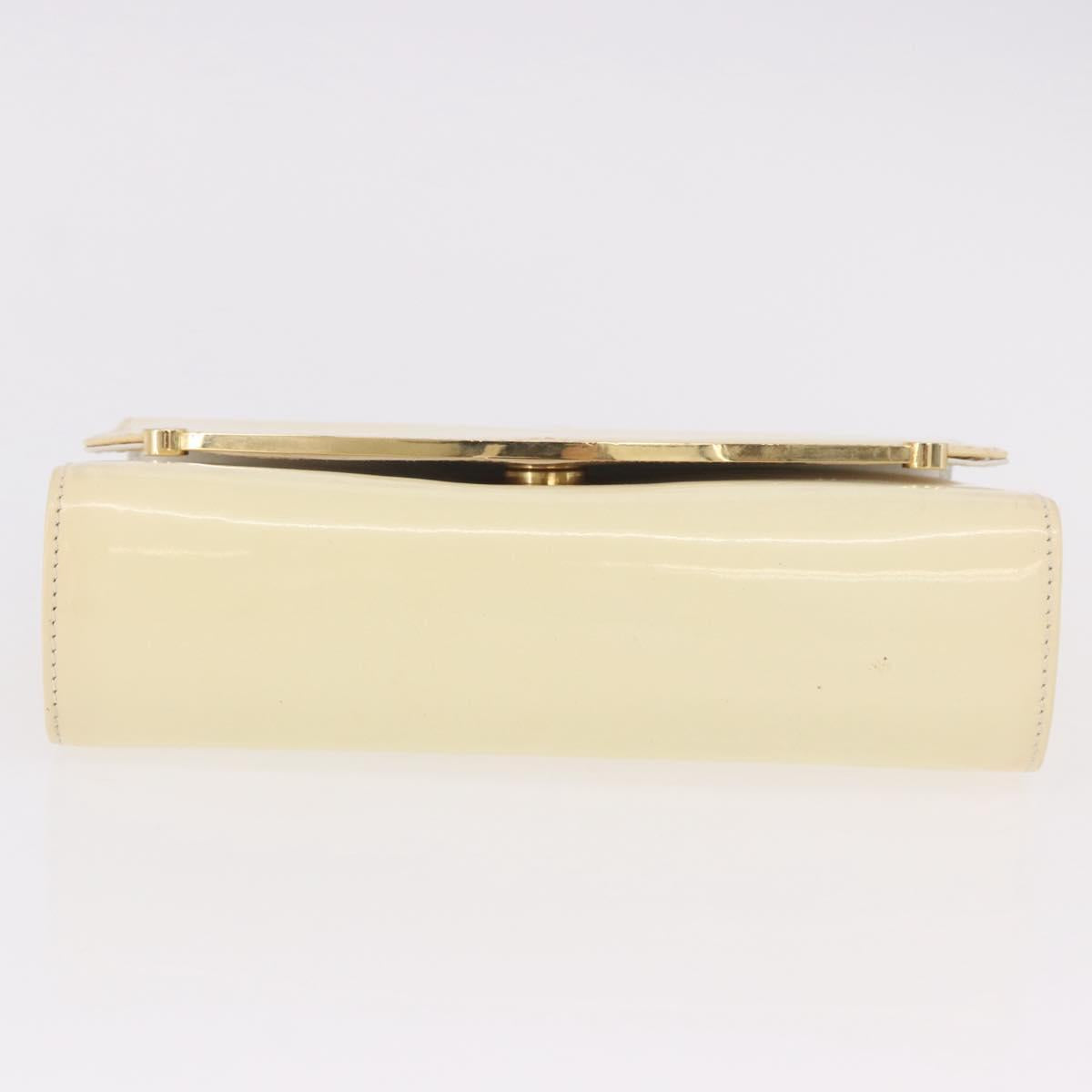 BALLY Chain Shoulder Bag Patent Leather Yellow Gold Auth ti3256