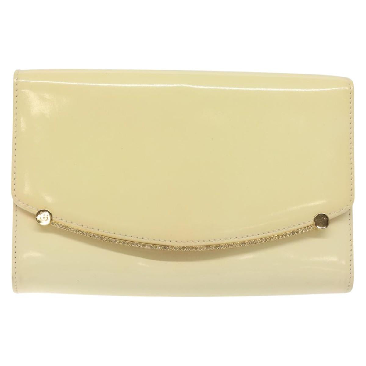 BALLY Chain Shoulder Bag Patent Leather Yellow Gold Auth ti3256