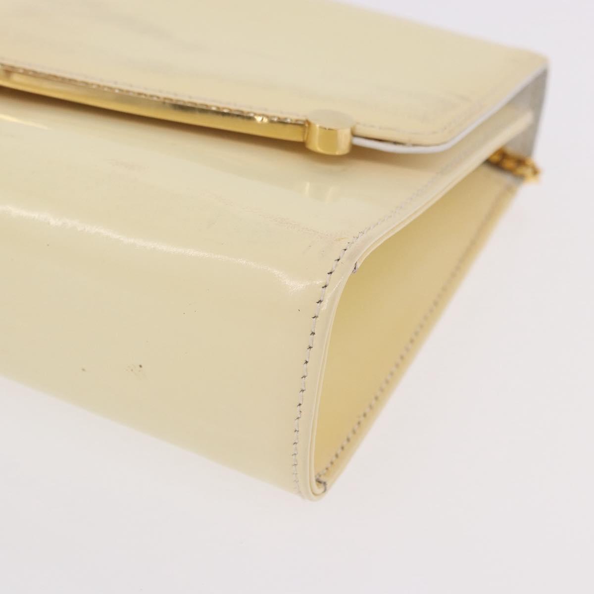 BALLY Chain Shoulder Bag Patent Leather Yellow Gold Auth ti3256