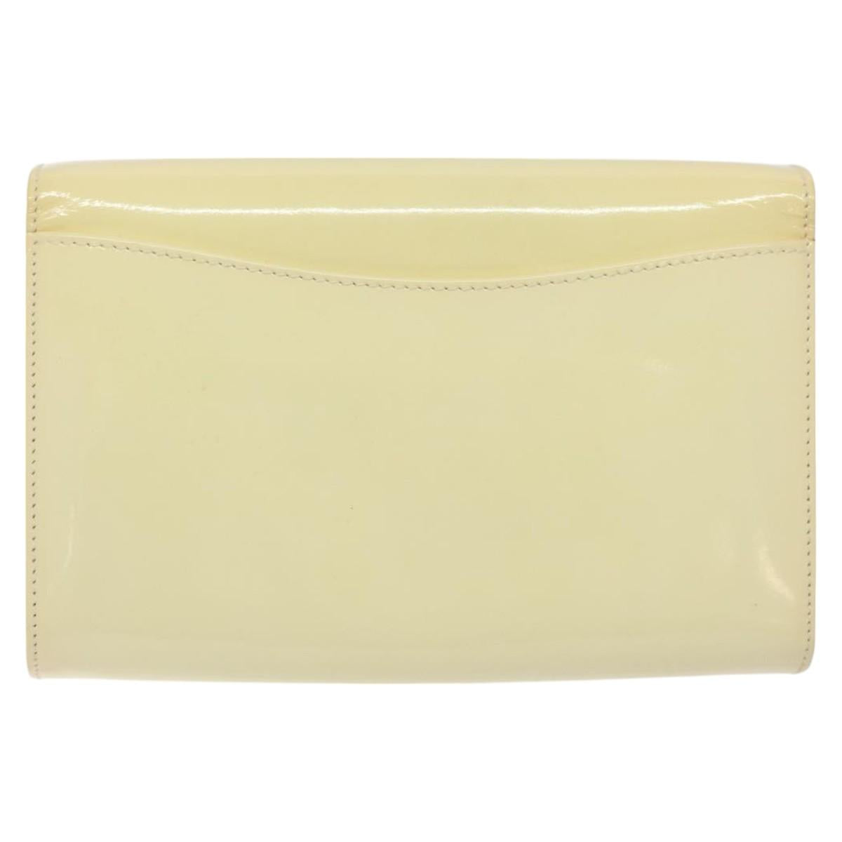 BALLY Chain Shoulder Bag Patent Leather Yellow Gold Auth ti3256