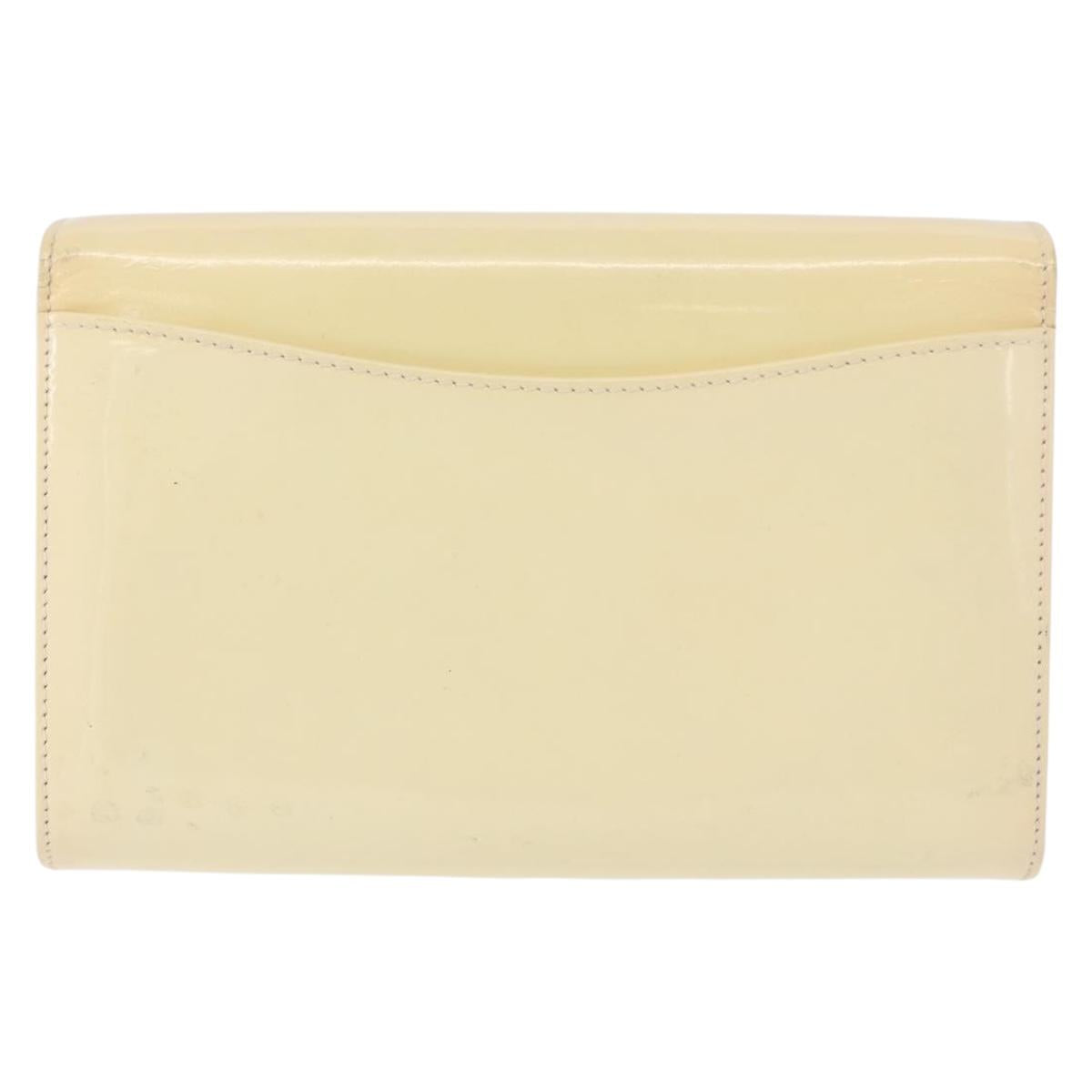 BALLY Chain Shoulder Bag Patent Leather Yellow Gold Auth ti3256