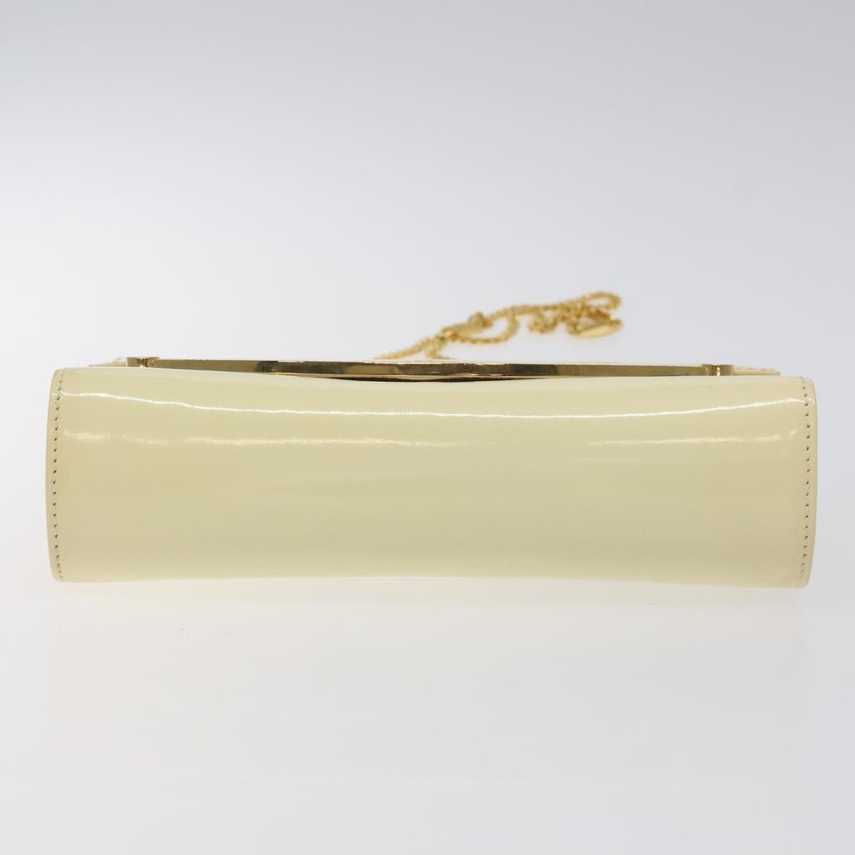 BALLY Chain Shoulder Bag Patent Leather Yellow Gold Auth ti3256