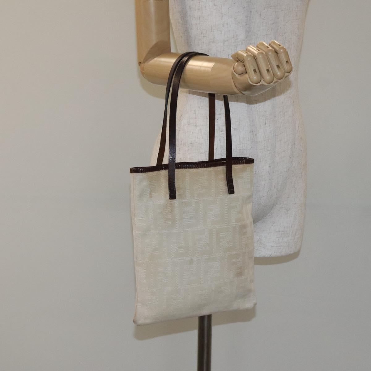 FENDI Zucca Canvas Hand Bag Beige Brown Auth ti3258