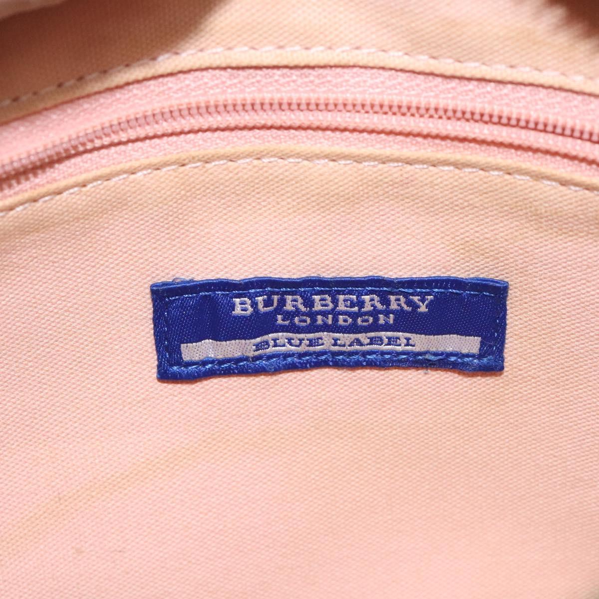 BURBERRY Nova Check Blue Label Shoulder Bag Nylon Red Silver Auth ti3261