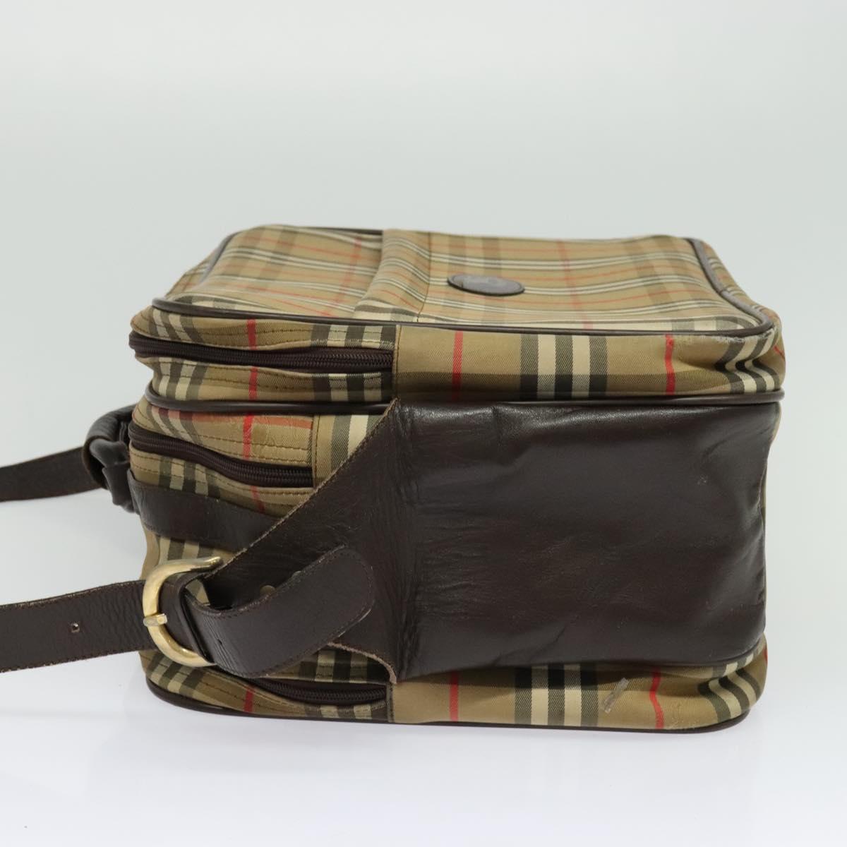 Burberrys Nova Check Shoulder Bag Canvas Beige Gold Auth ti3263