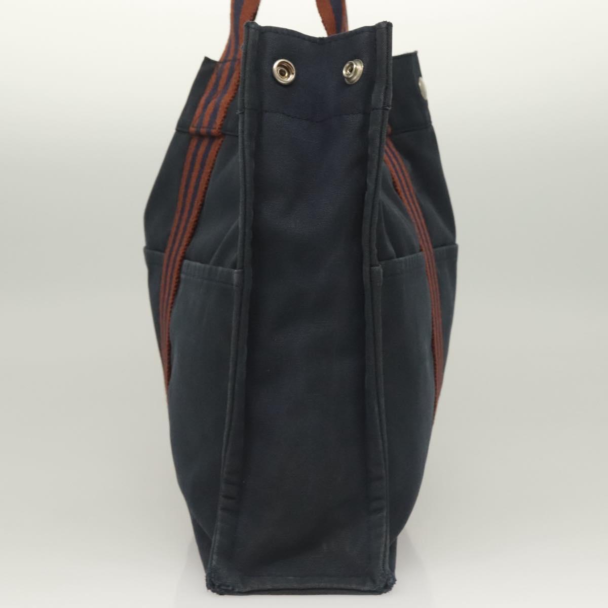 HERMES Fourre Tout MM Hand Bag Canvas Navy Auth ti3265