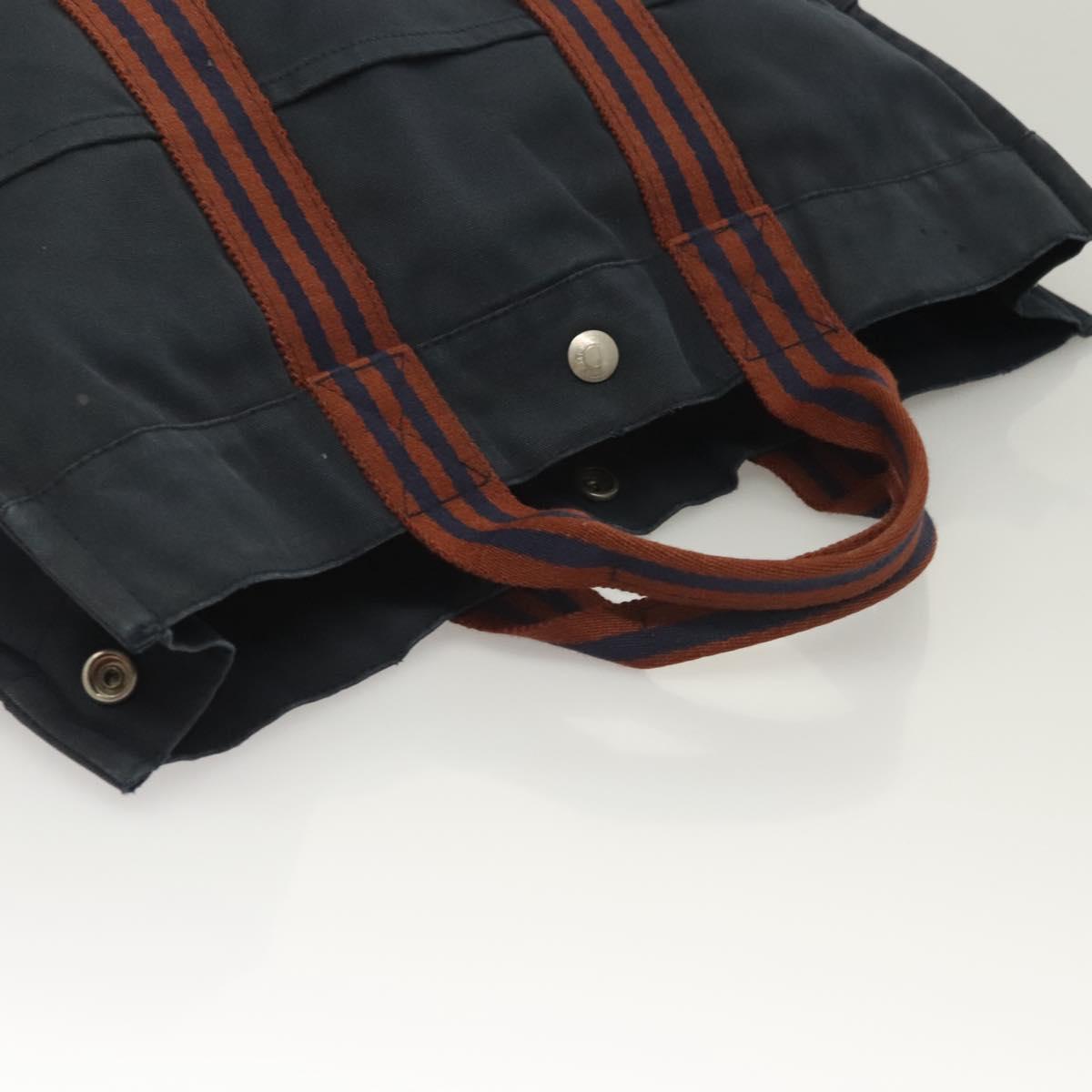 HERMES Fourre Tout MM Hand Bag Canvas Navy Auth ti3265