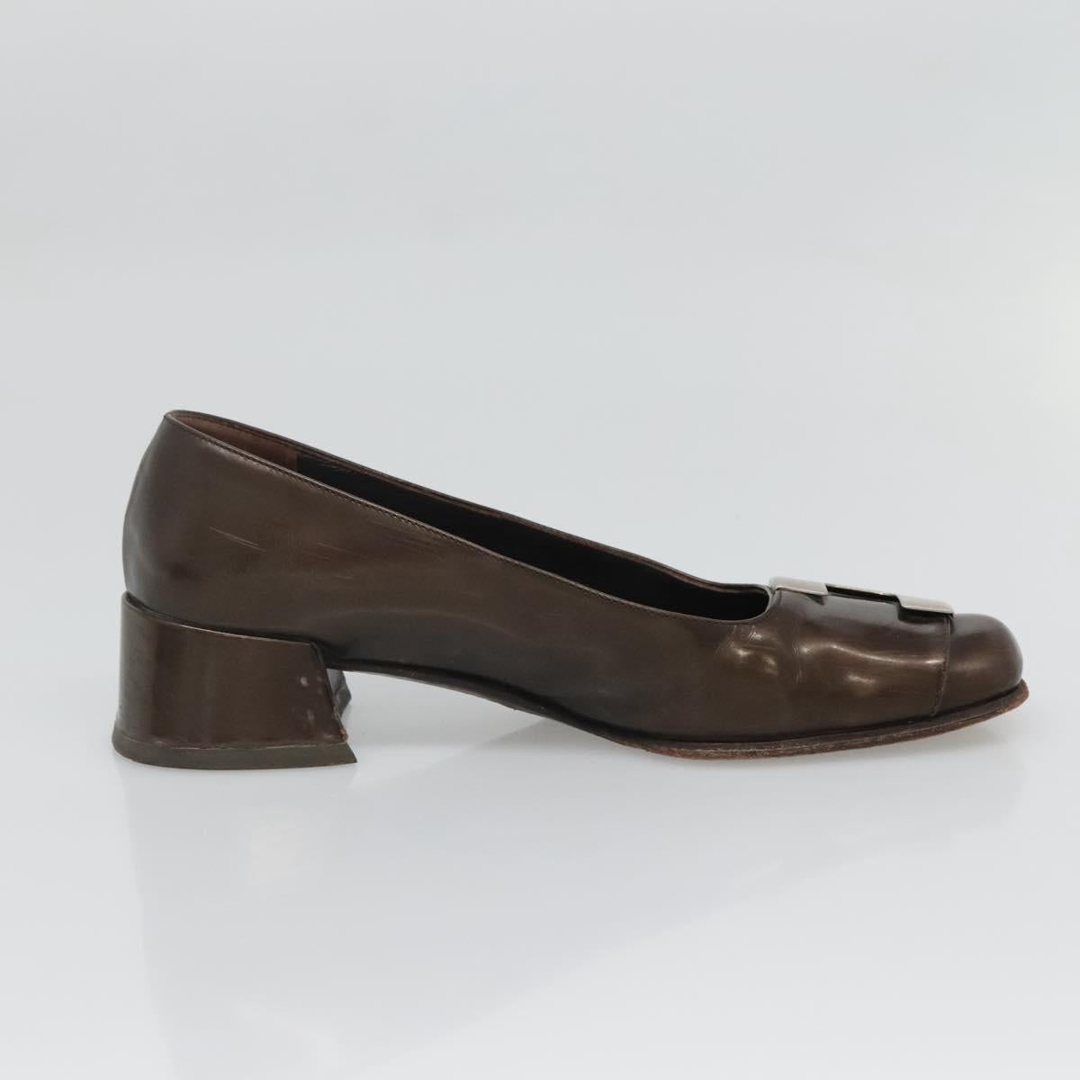 PRADA Shoes Patent leather Brown Auth ti3272