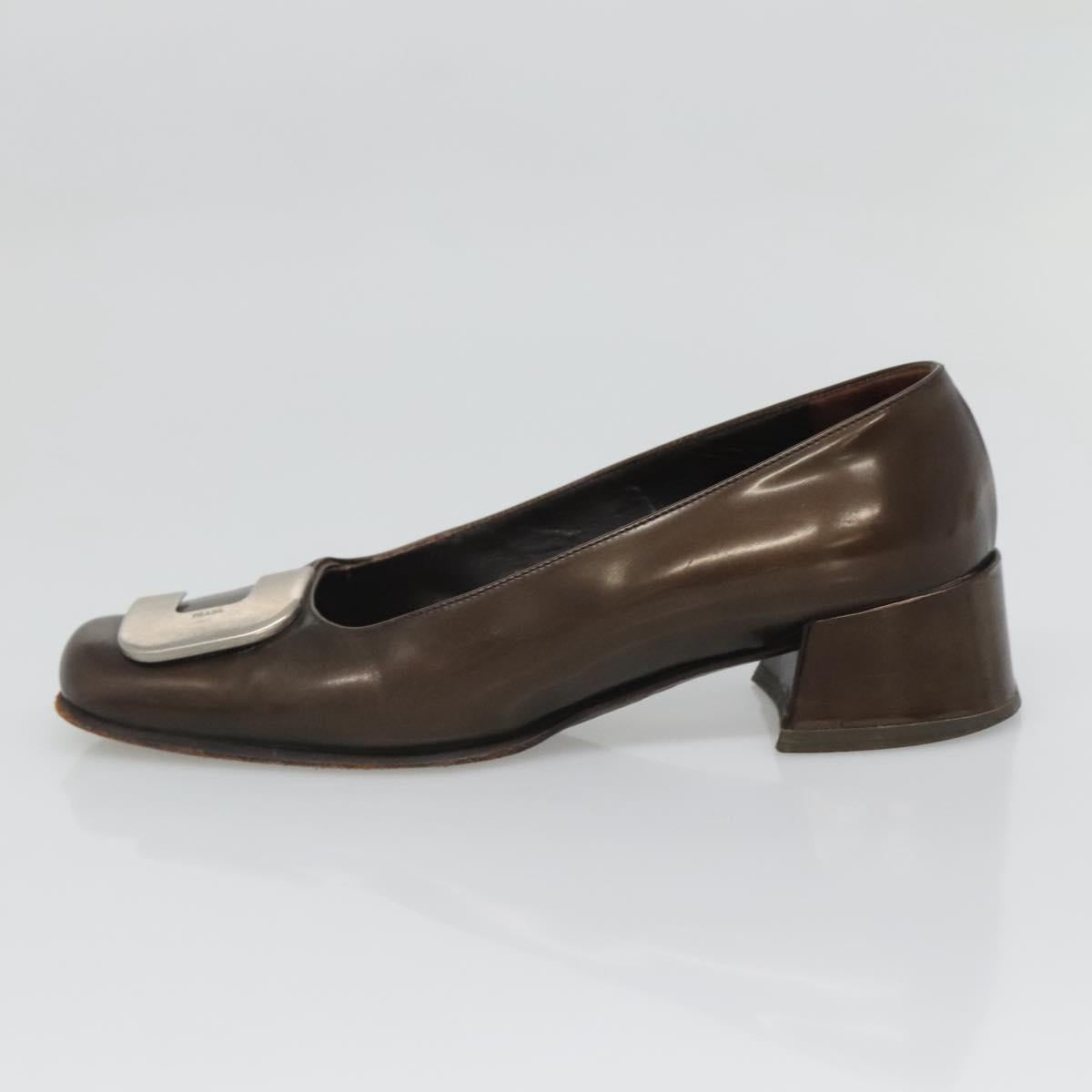PRADA Shoes Patent leather Brown Auth ti3272