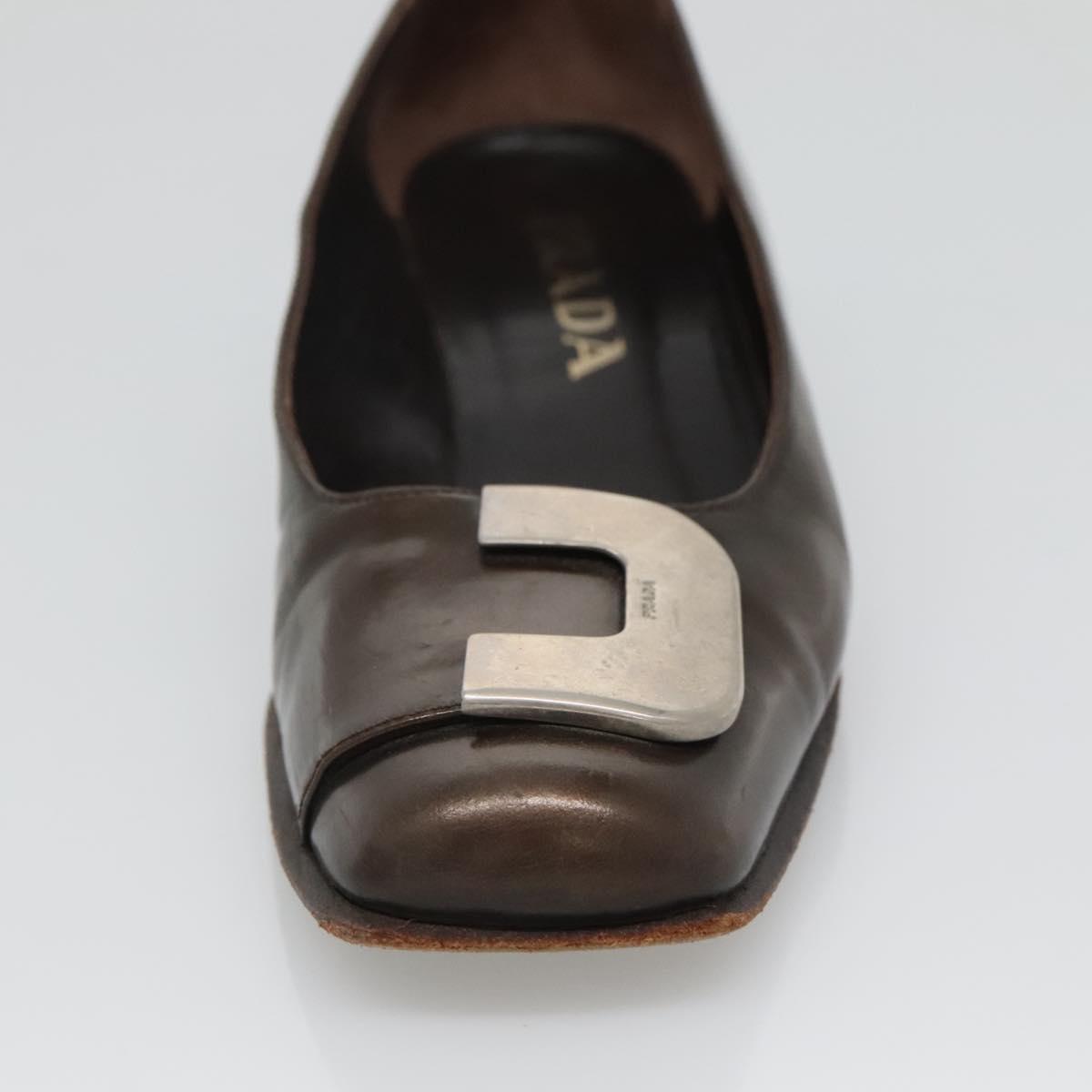PRADA Shoes Patent leather Brown Auth ti3272