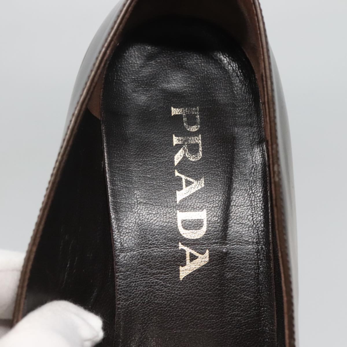 PRADA Shoes Patent leather Brown Auth ti3272