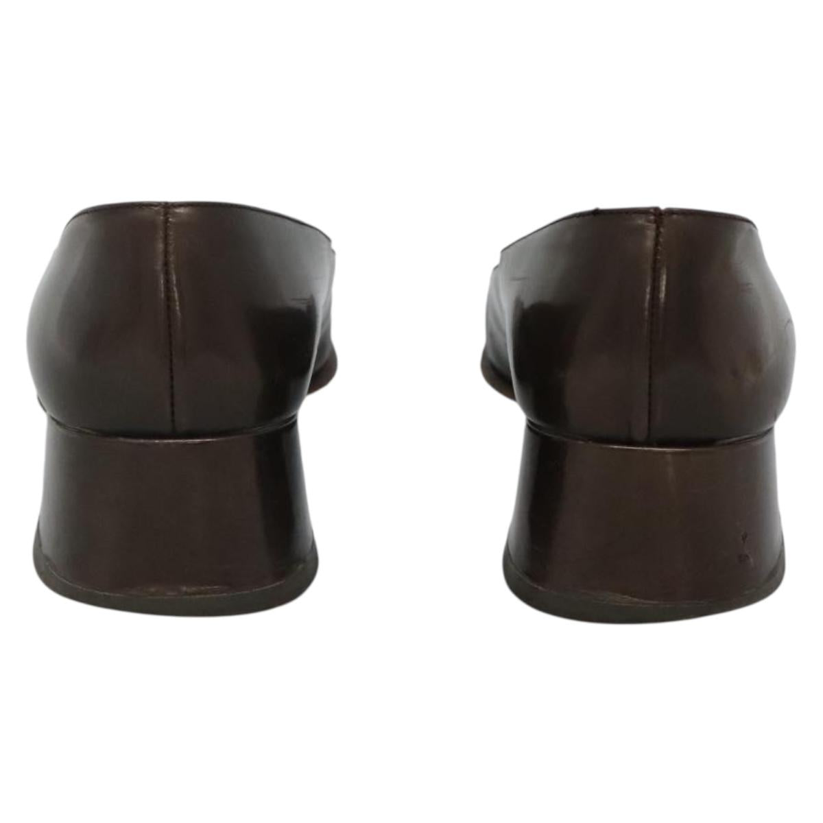 PRADA Shoes Patent leather Brown Auth ti3272