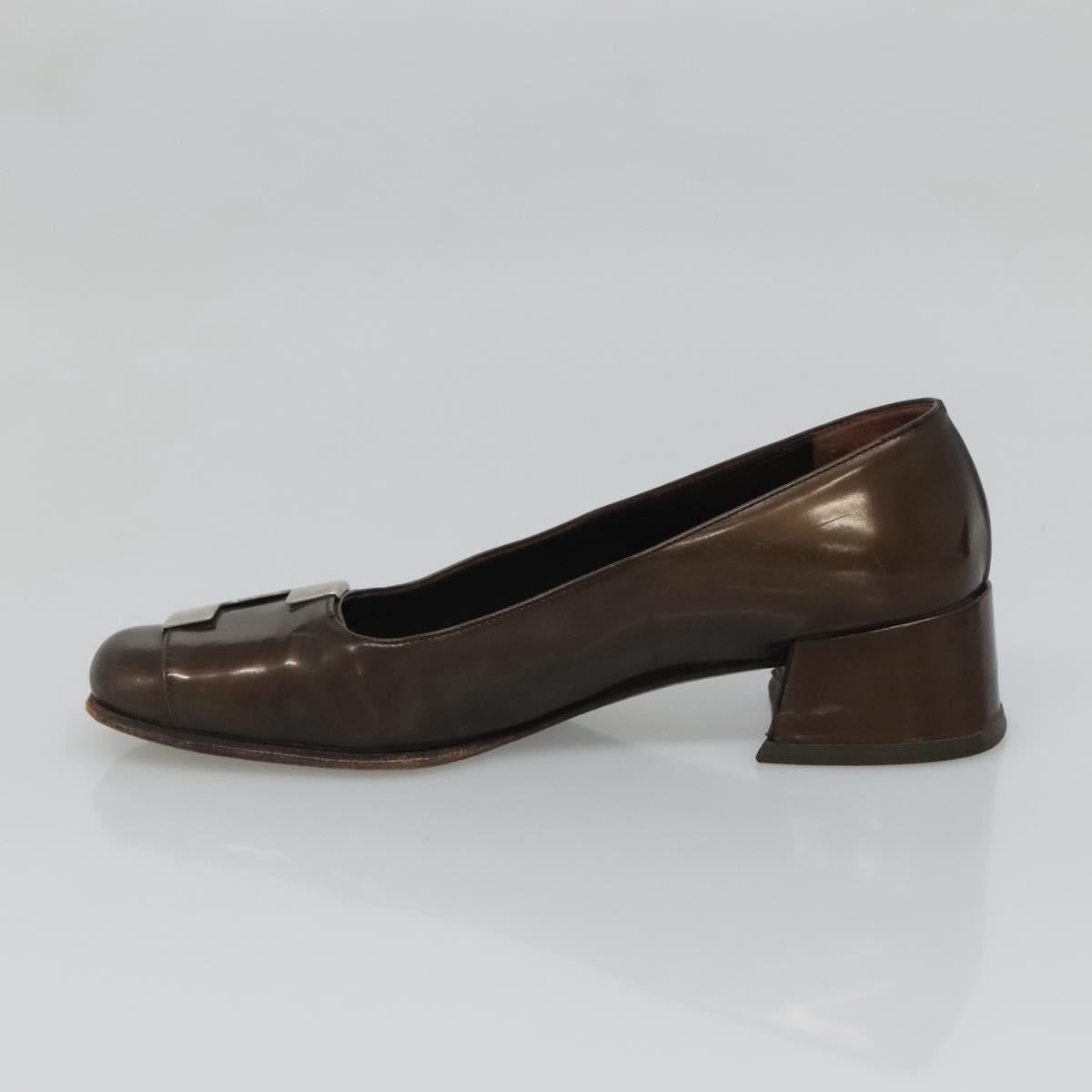 PRADA Shoes Patent leather Brown Auth ti3272