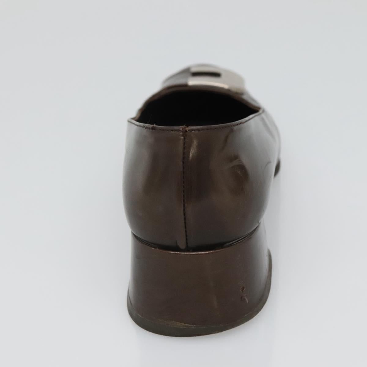PRADA Shoes Patent leather Brown Auth ti3272