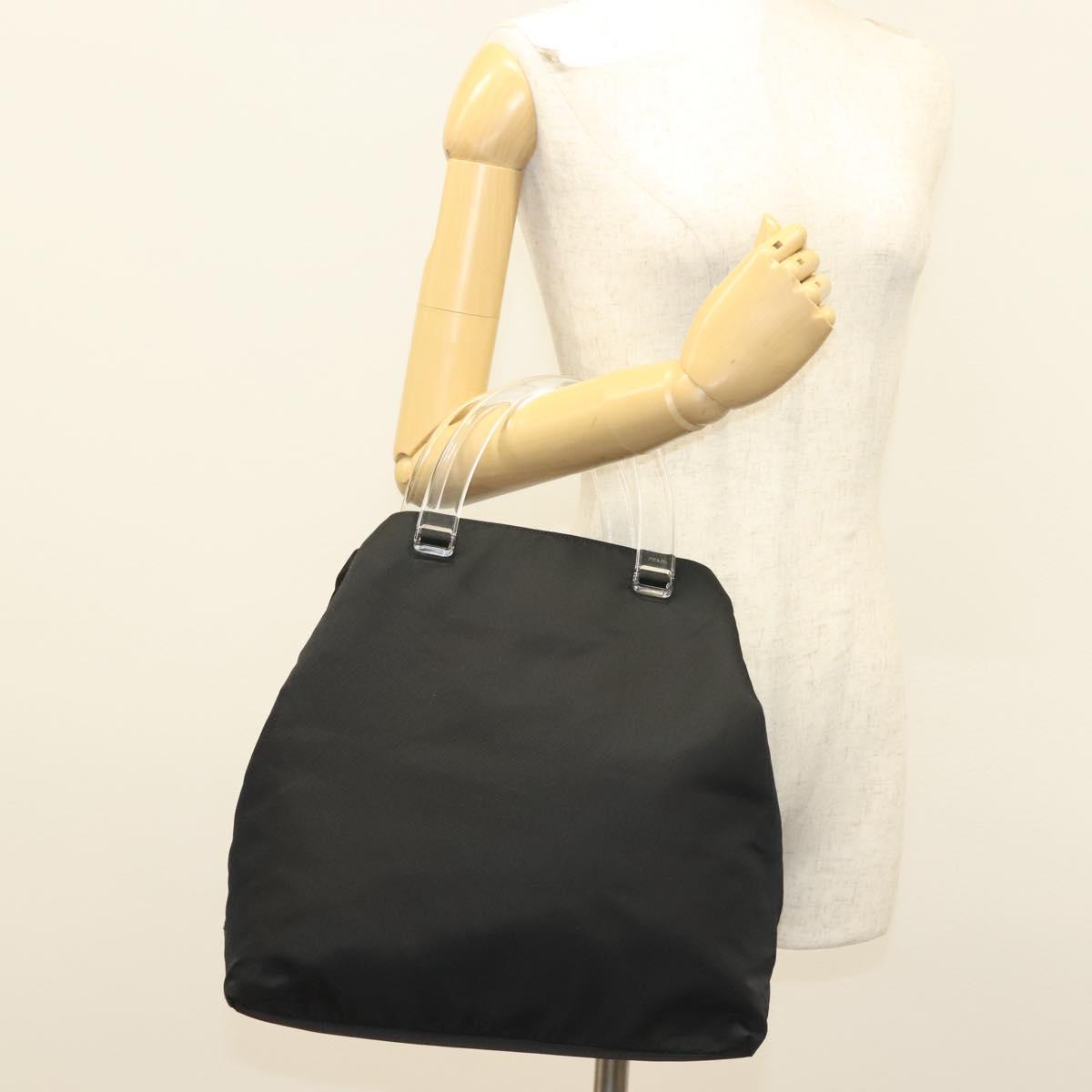 PRADA Hand Bag Nylon Black Silver Auth ti3274