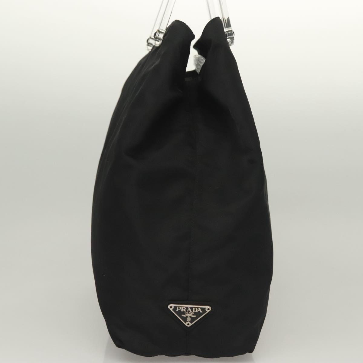 PRADA Hand Bag Nylon Black Silver Auth ti3274