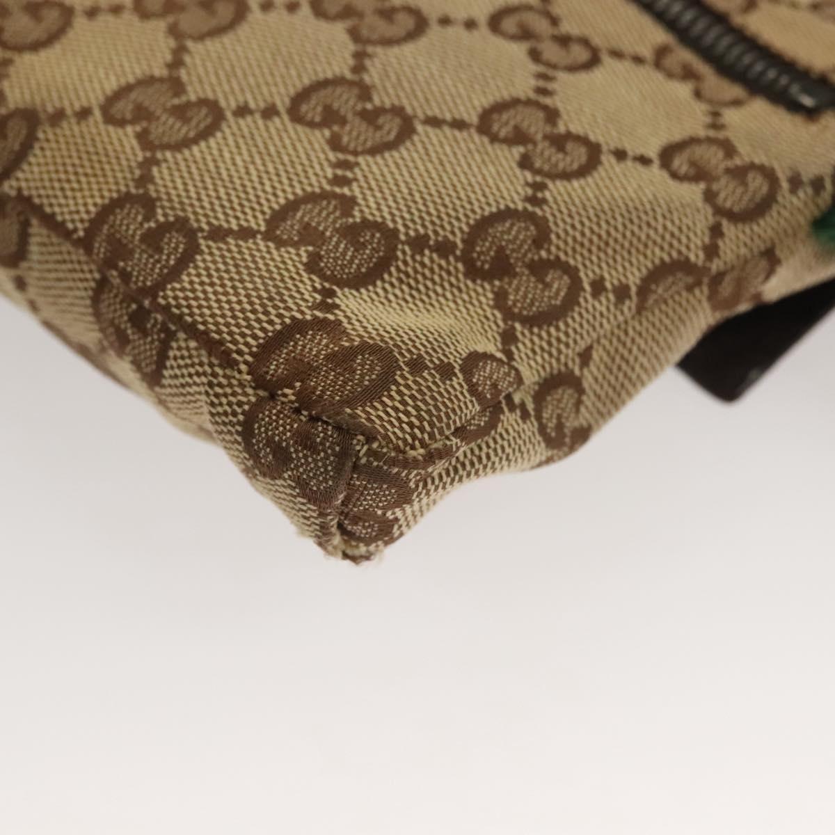 GUCCI GG Canvas Web Sherry Line Waist Bag Beige Silver 162962 Auth ti3276