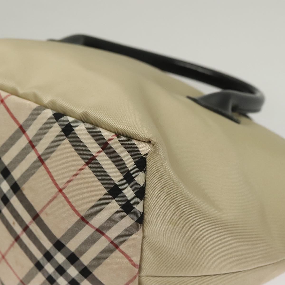 BURBERRY Blue Label Hand Bag Nylon Beige Silver Auth ti3277