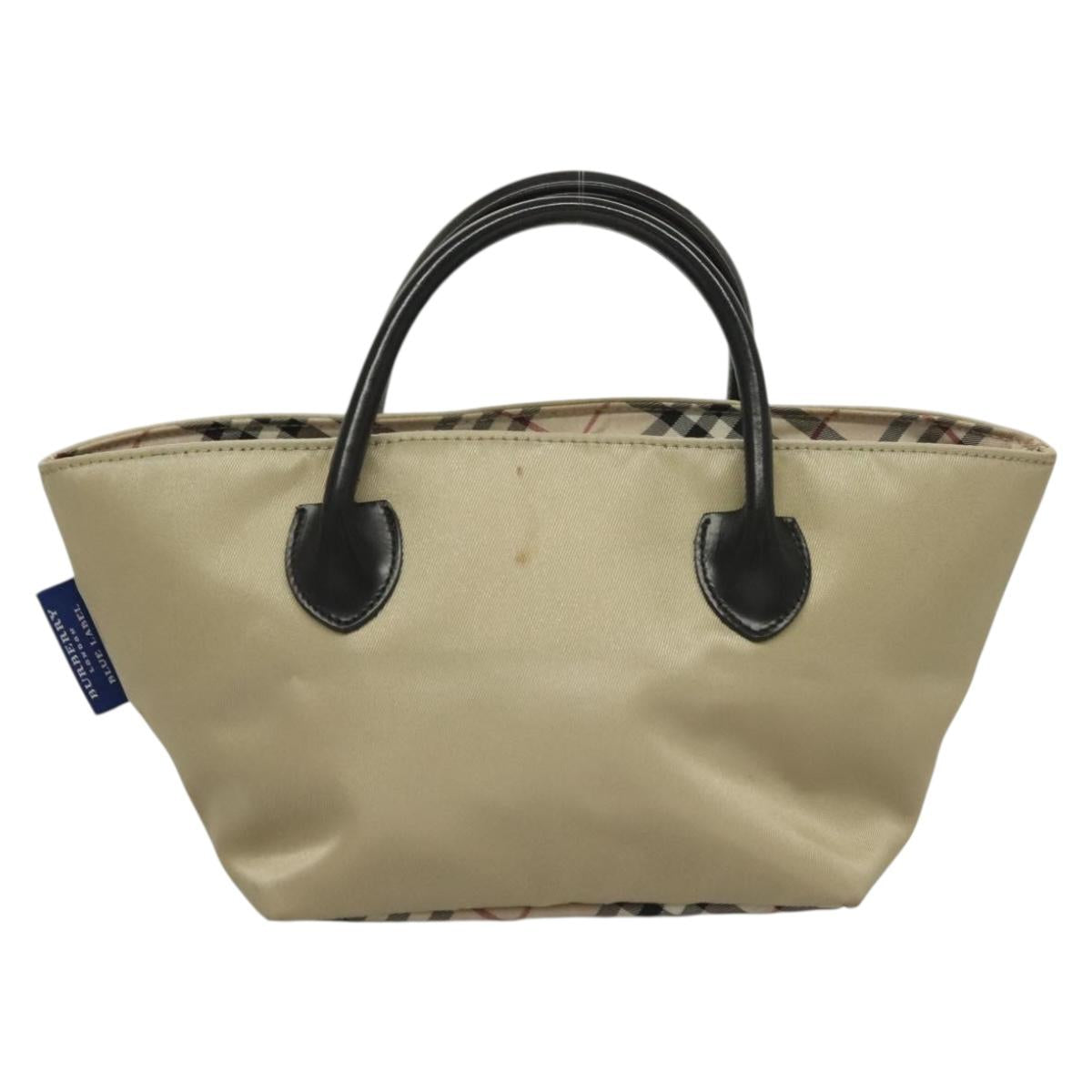 BURBERRY Blue Label Hand Bag Nylon Beige Silver Auth ti3277