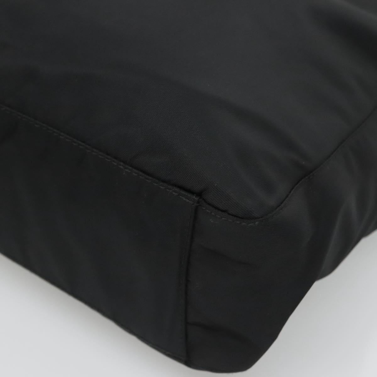 PRADA Tote Bag Nylon Black Silver Auth ti3279