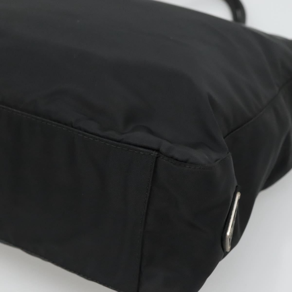 PRADA Tote Bag Nylon Black Silver Auth ti3279