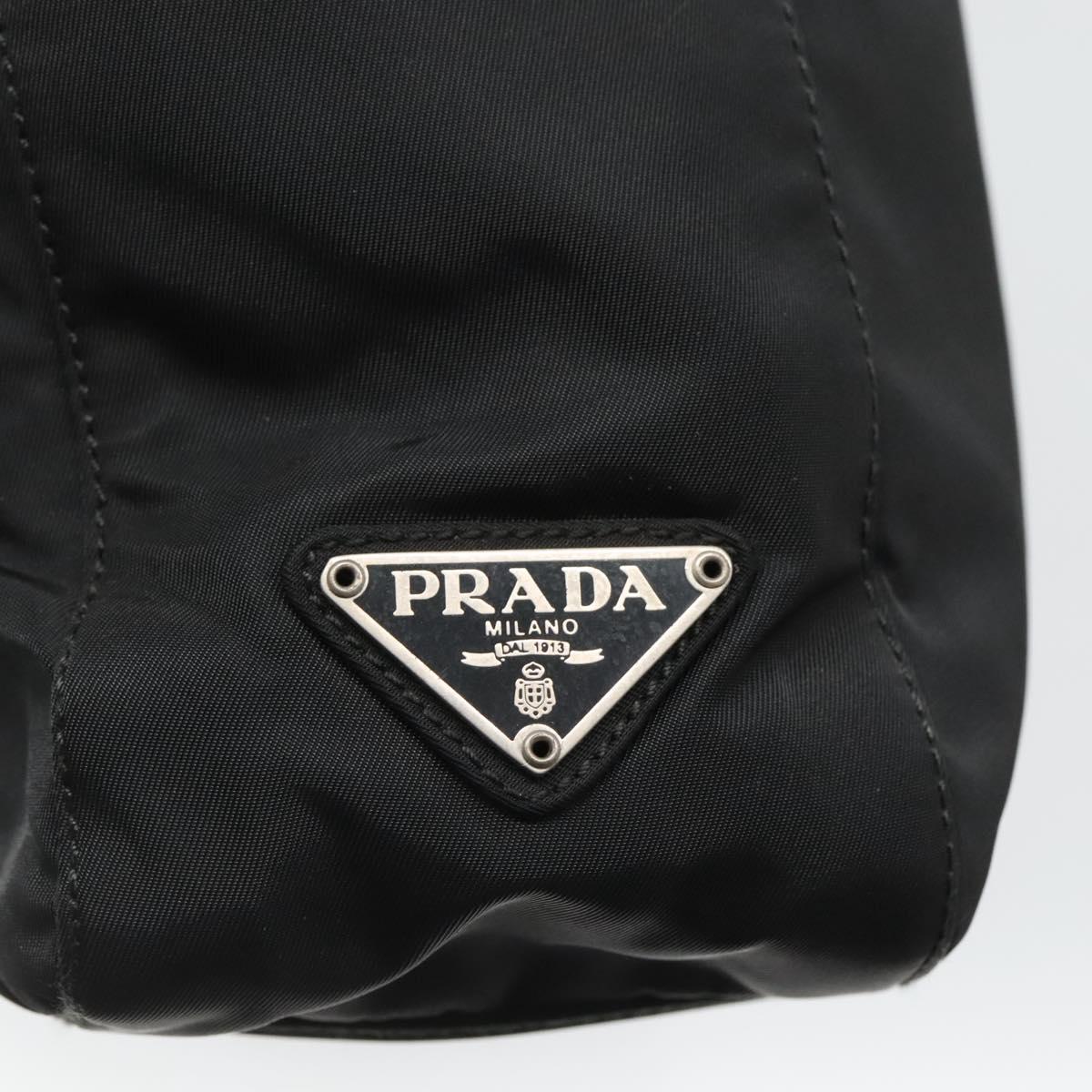 PRADA Tote Bag Nylon Black Silver Auth ti3279