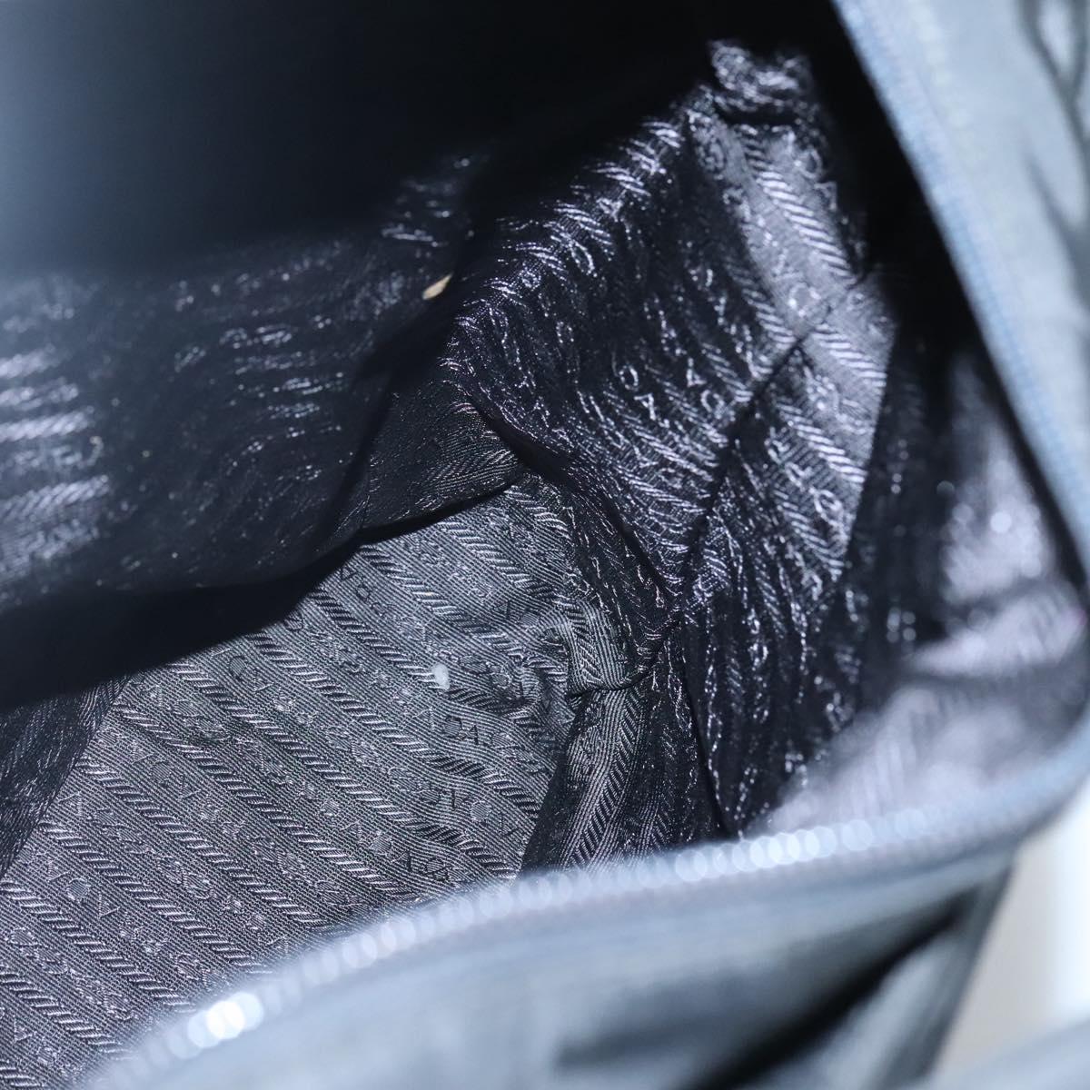 PRADA Tote Bag Nylon Black Silver Auth ti3279