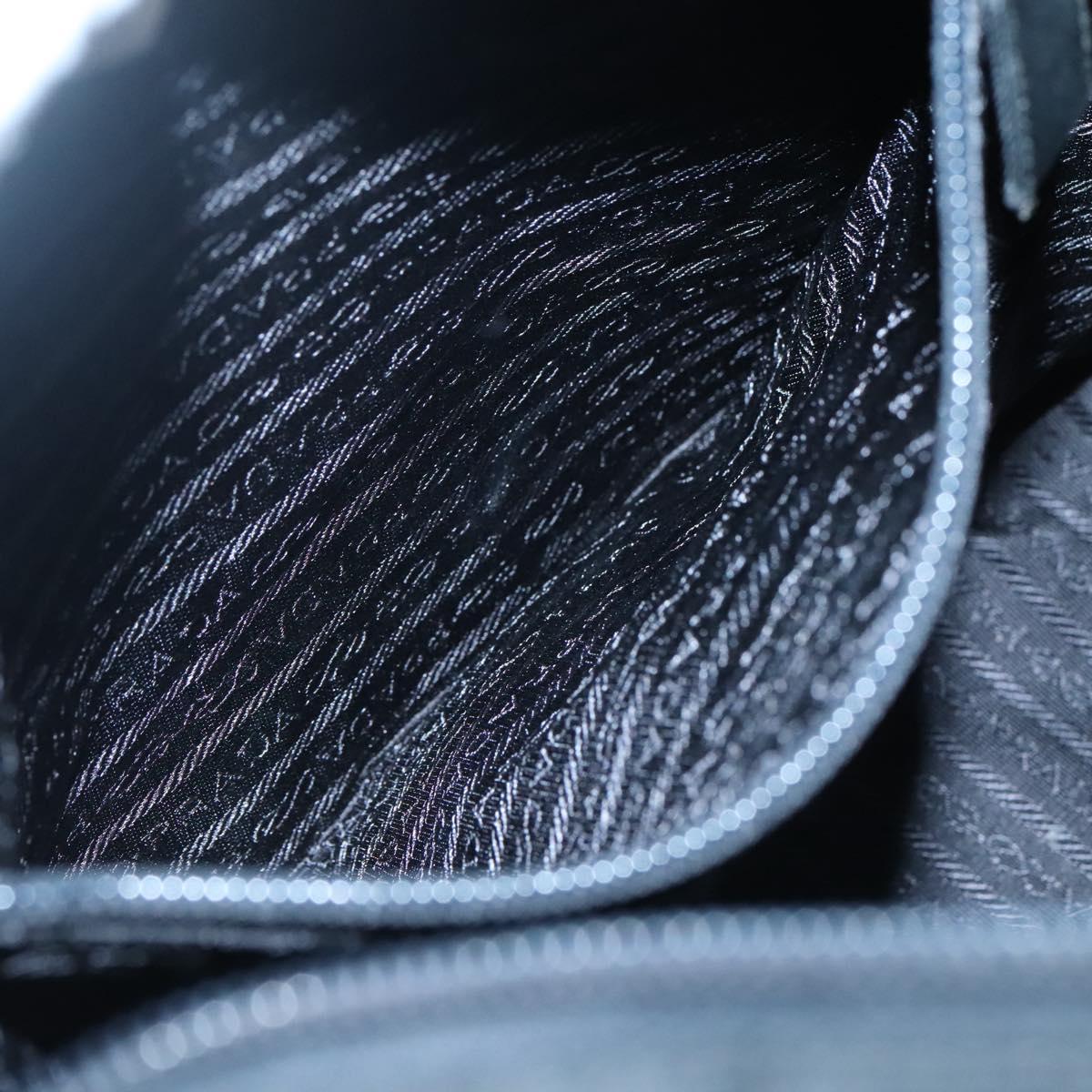 PRADA Tote Bag Nylon Black Silver Auth ti3279