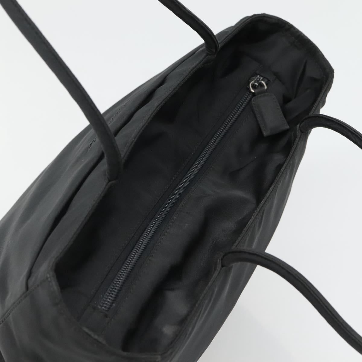 PRADA Tote Bag Nylon Black Silver Auth ti3279