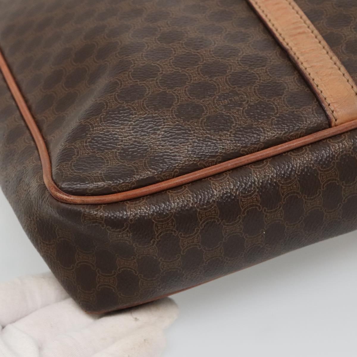 CELINE Macadam Canvas Business Bag PVC Leather Brown Gold Auth ti3286