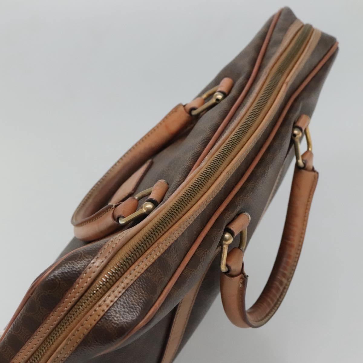 CELINE Macadam Canvas Business Bag PVC Leather Brown Gold Auth ti3286