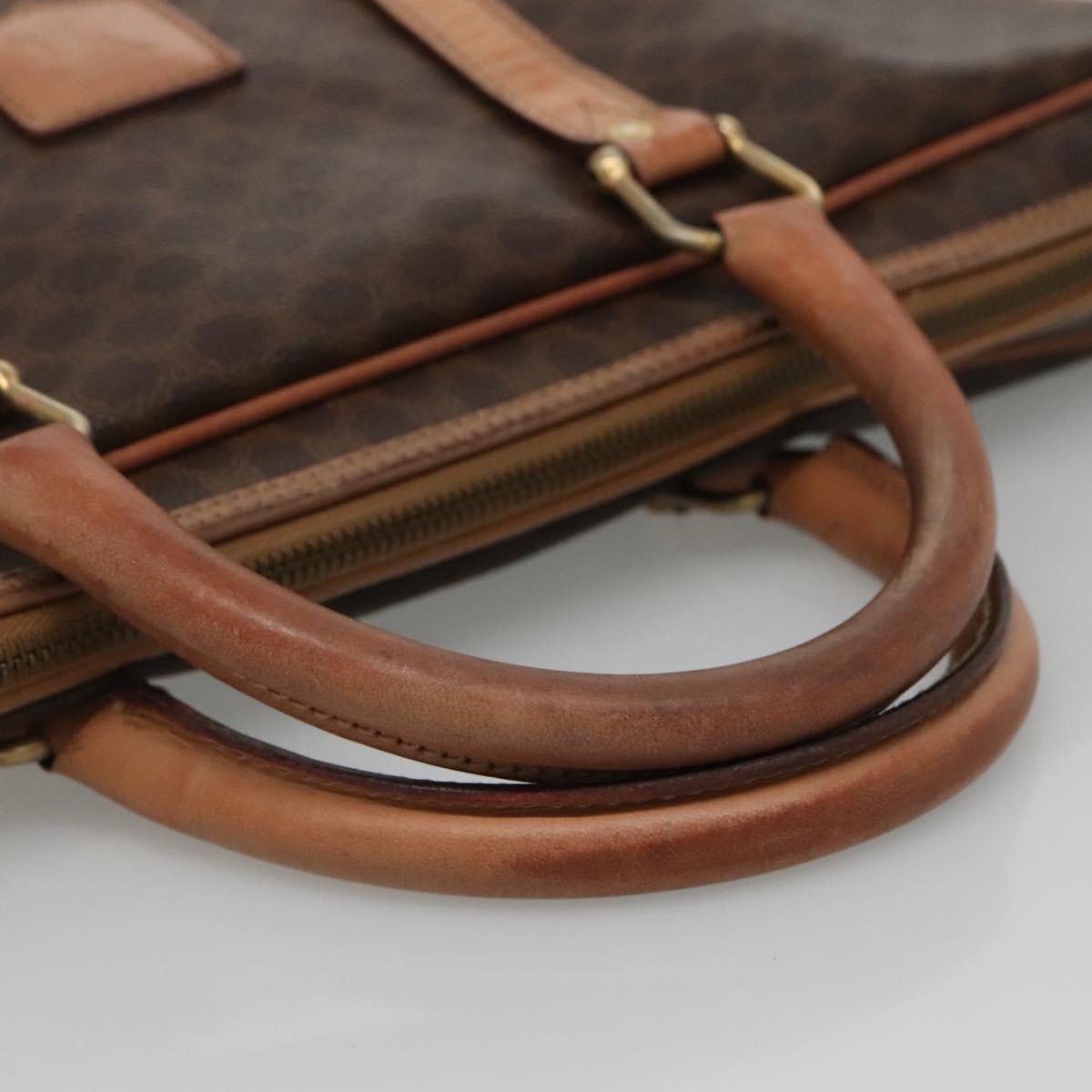 CELINE Macadam Canvas Business Bag PVC Leather Brown Gold Auth ti3286