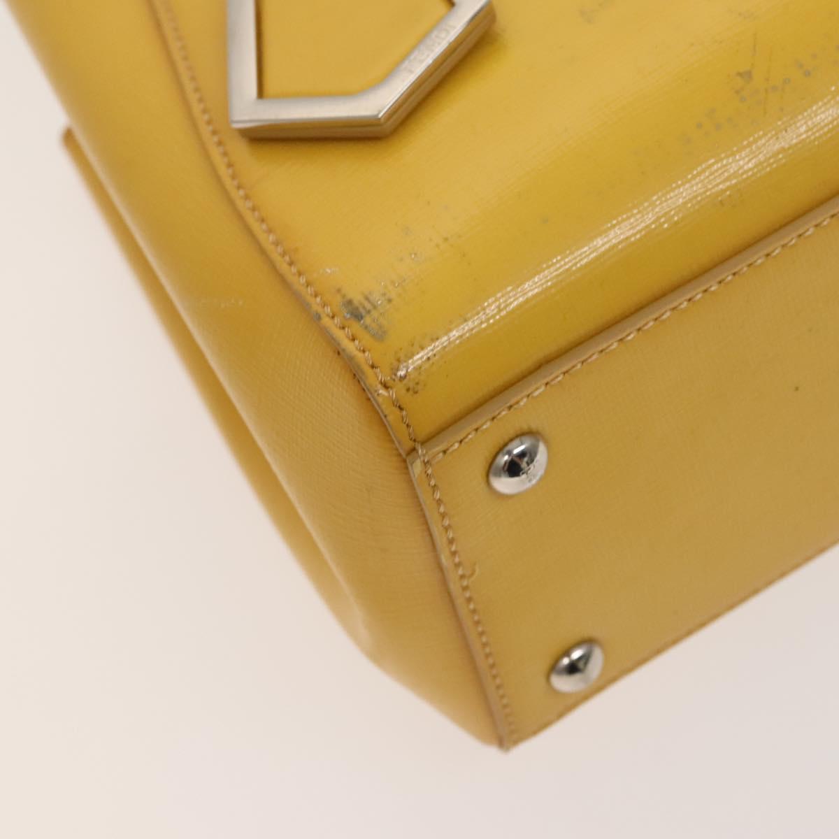 FENDI Hand Bag Leather Yellow Silver Auth ti3304
