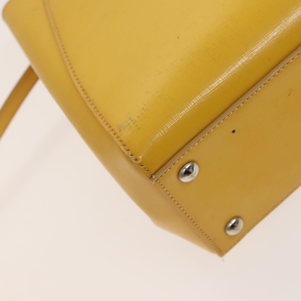 FENDI Hand Bag Leather Yellow Silver Auth ti3304