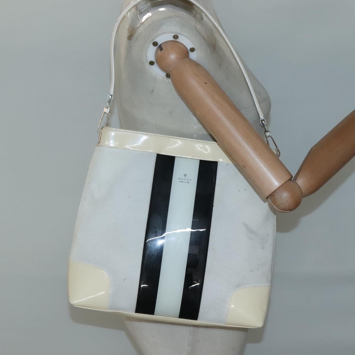 GUCCI Shoulder Bag Canvas White Gold 001 4231 Auth ti3314