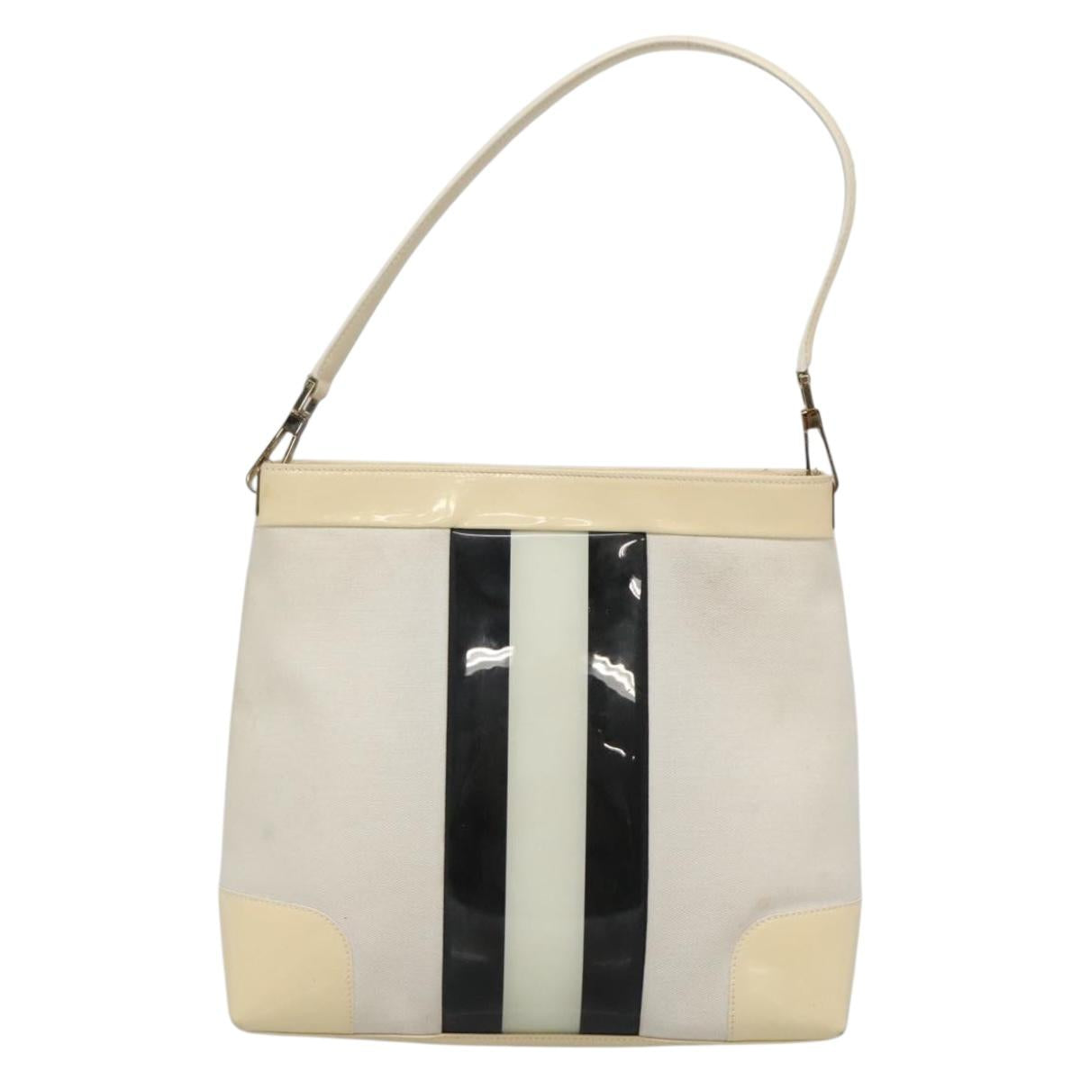 GUCCI Shoulder Bag Canvas White Gold 001 4231 Auth ti3314