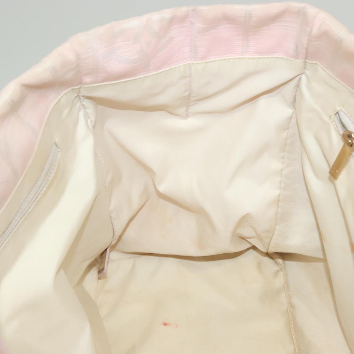 CHANEL New Travel Line Tote Bag Nylon Pink Gold CC Auth ti3318