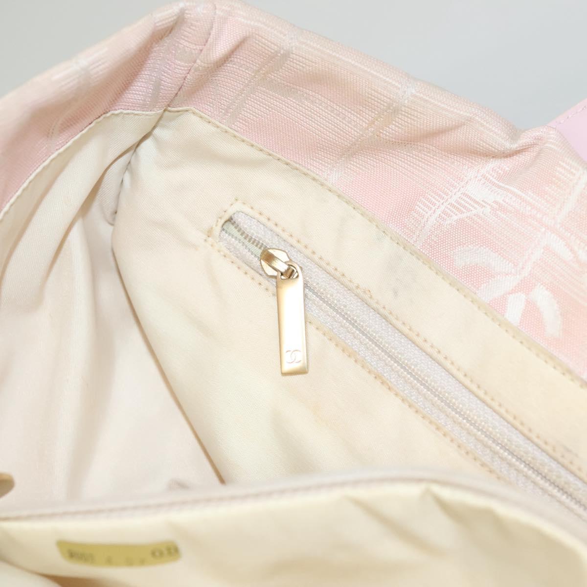 CHANEL New Travel Line Tote Bag Nylon Pink Gold CC Auth ti3318