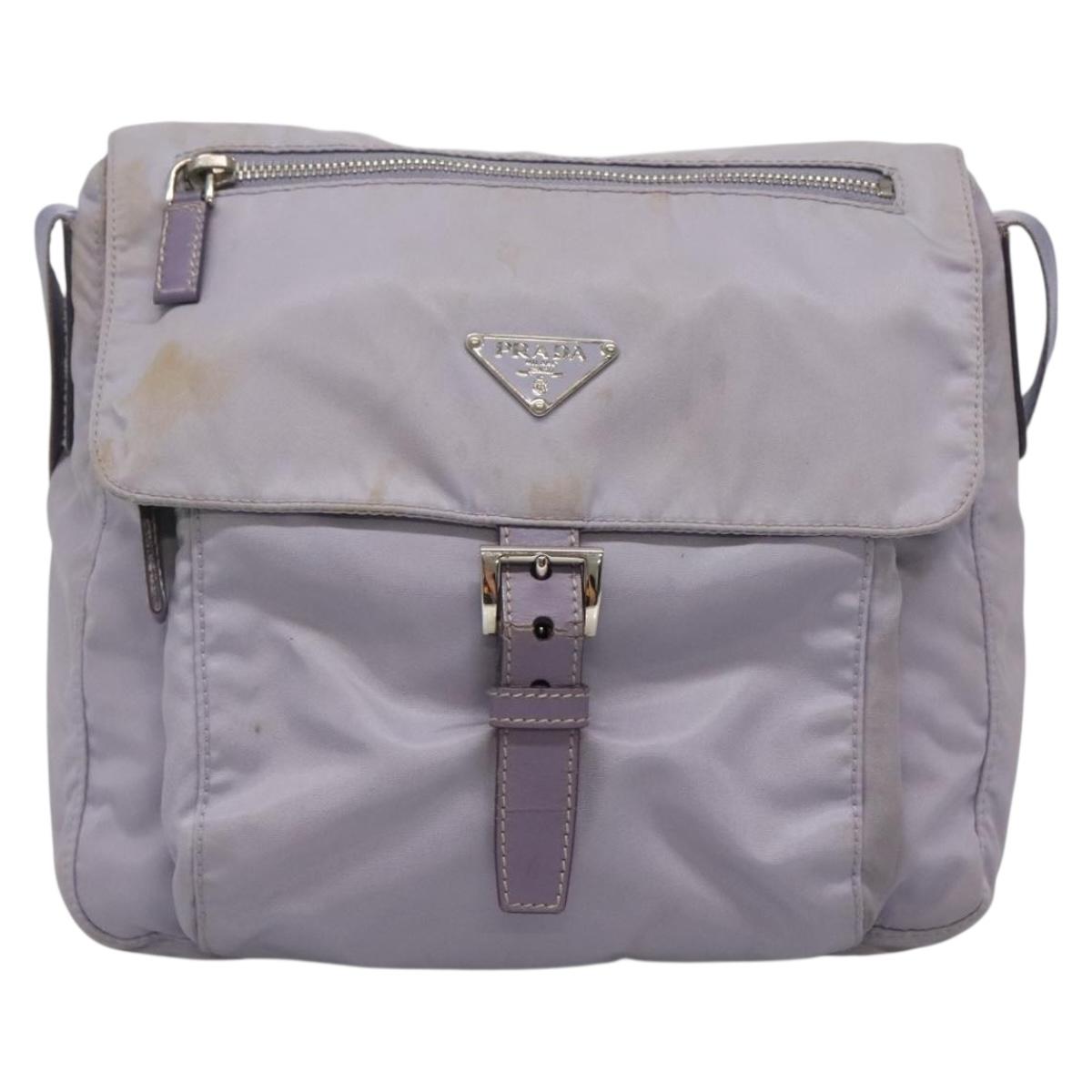 PRADA Shoulder Bag Nylon Purple Silver Auth ti3319