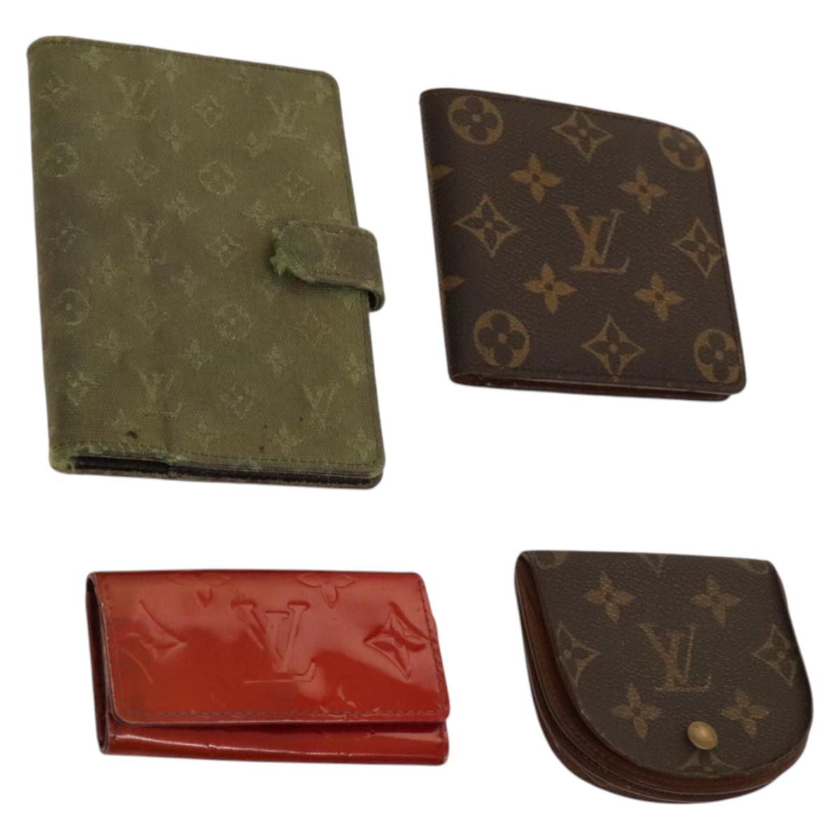 LOUIS VUITTON Monogram Vernis Day Planner Cover 4Set Khaki Red LV Auth ti3329