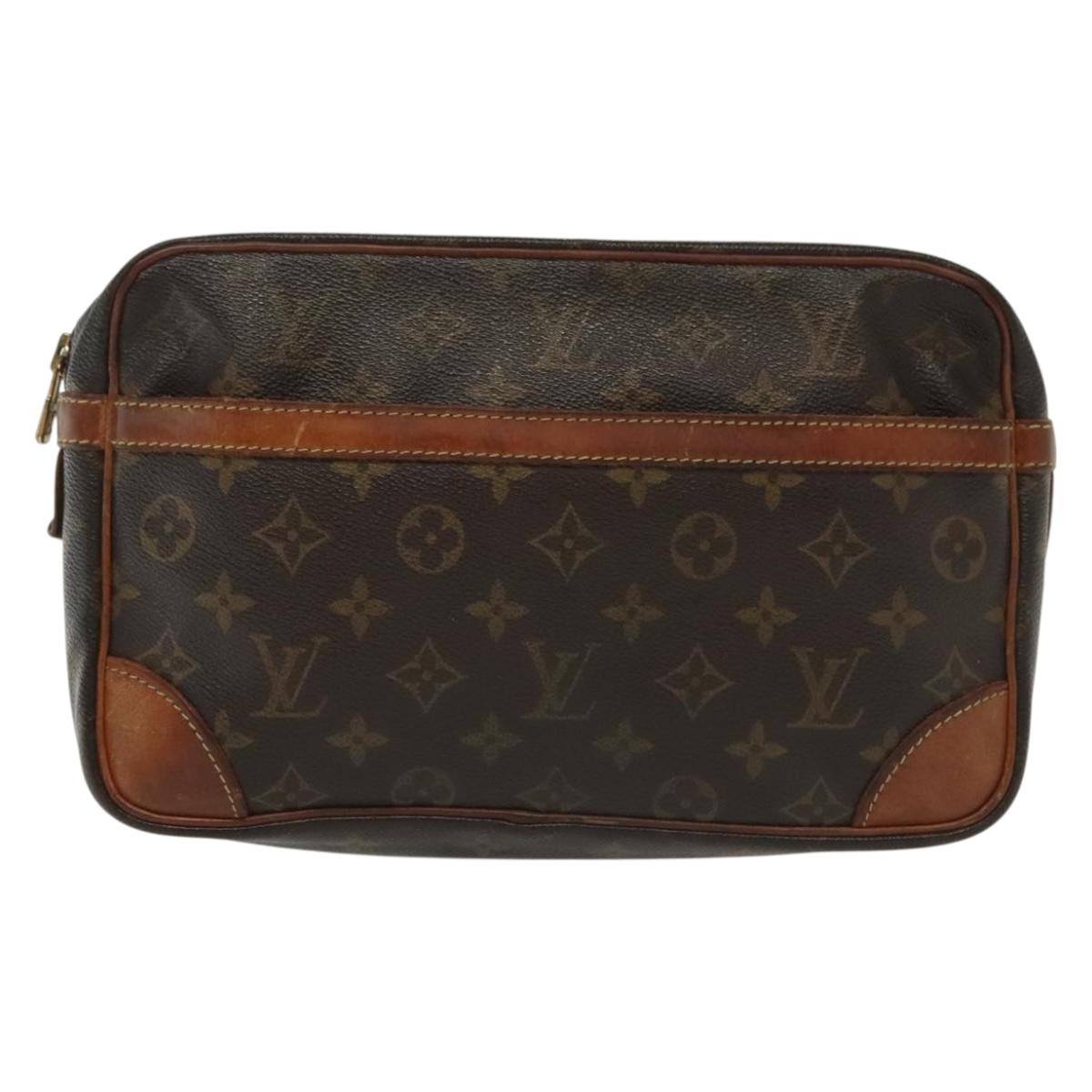 LOUIS VUITTON Monogram Compiegne 28 Clutch Bag M51845 LV Auth ti3333
