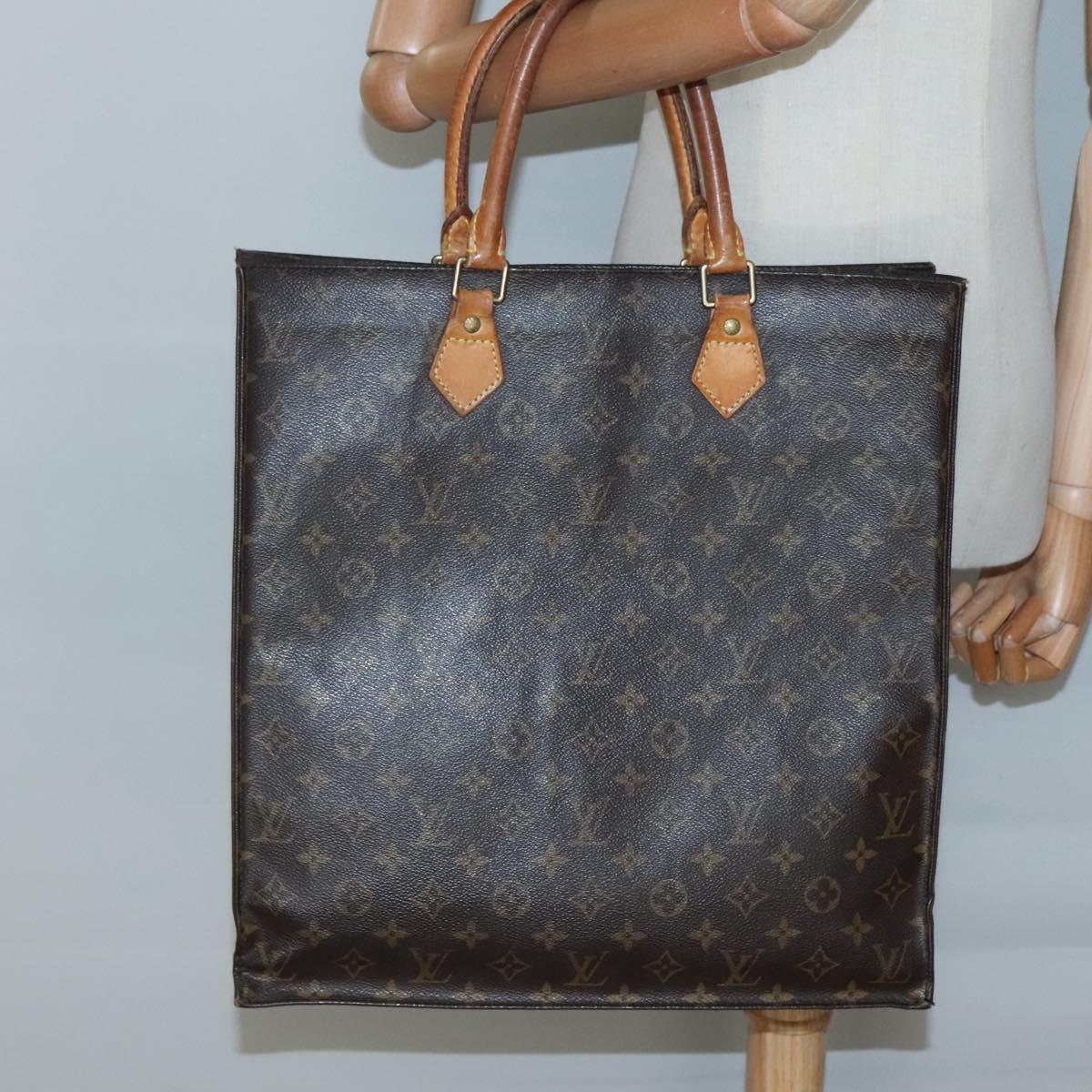 LOUIS VUITTON Monogram Sac Plat Hand Bag M51140 LV Auth ti3335
