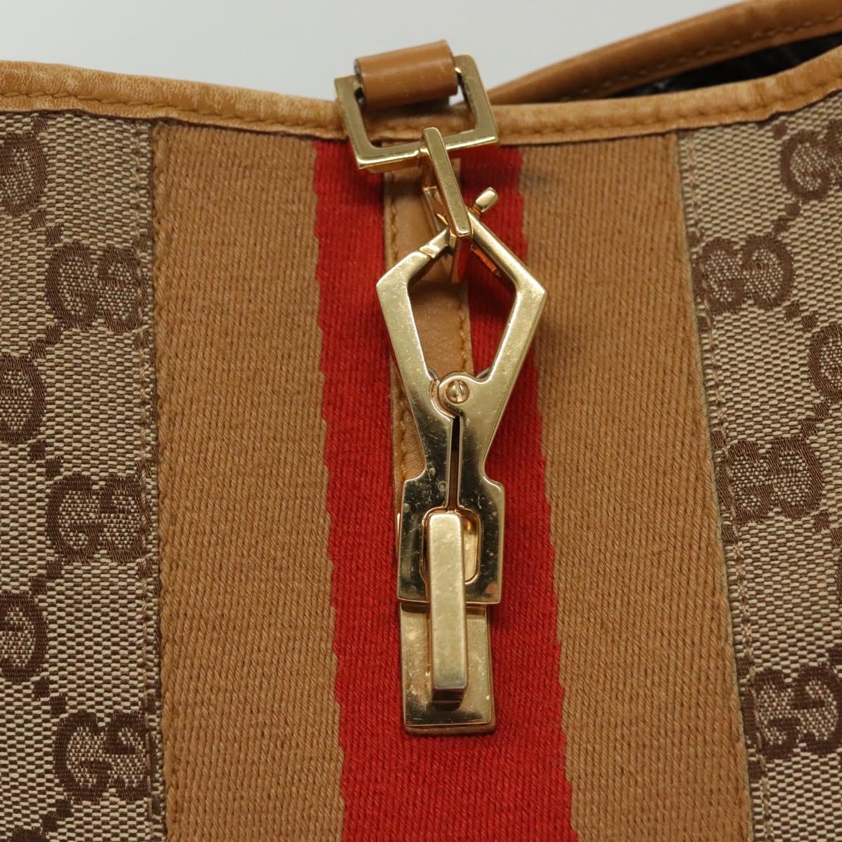GUCCI GG Canvas Sherry Line Jackie Shoulder Bag Beige Gold 001 4057 Auth ti3339