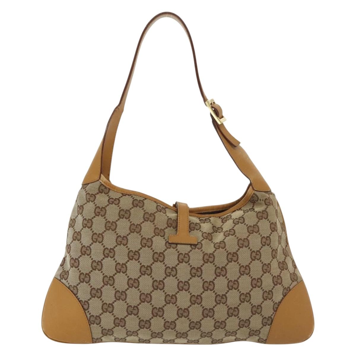 GUCCI GG Canvas Sherry Line Jackie Shoulder Bag Beige Gold 001 4057 Auth ti3339