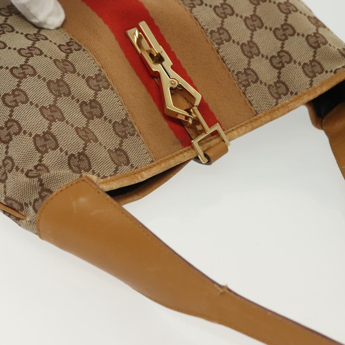 GUCCI GG Canvas Sherry Line Jackie Shoulder Bag Beige Gold 001 4057 Auth ti3339