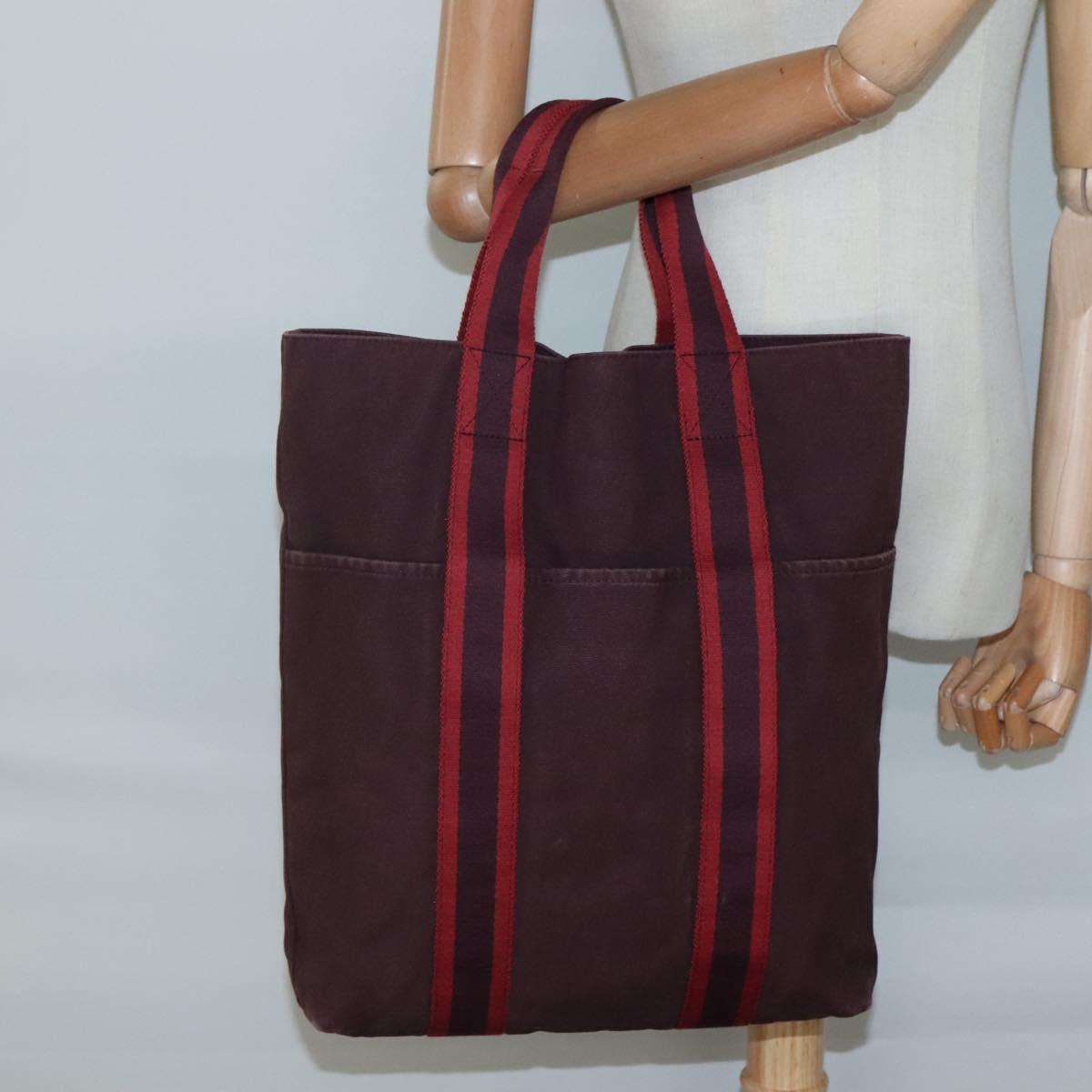 HERMES Fourre Tout Cabass Hand Bag Canvas Red Auth ti3345