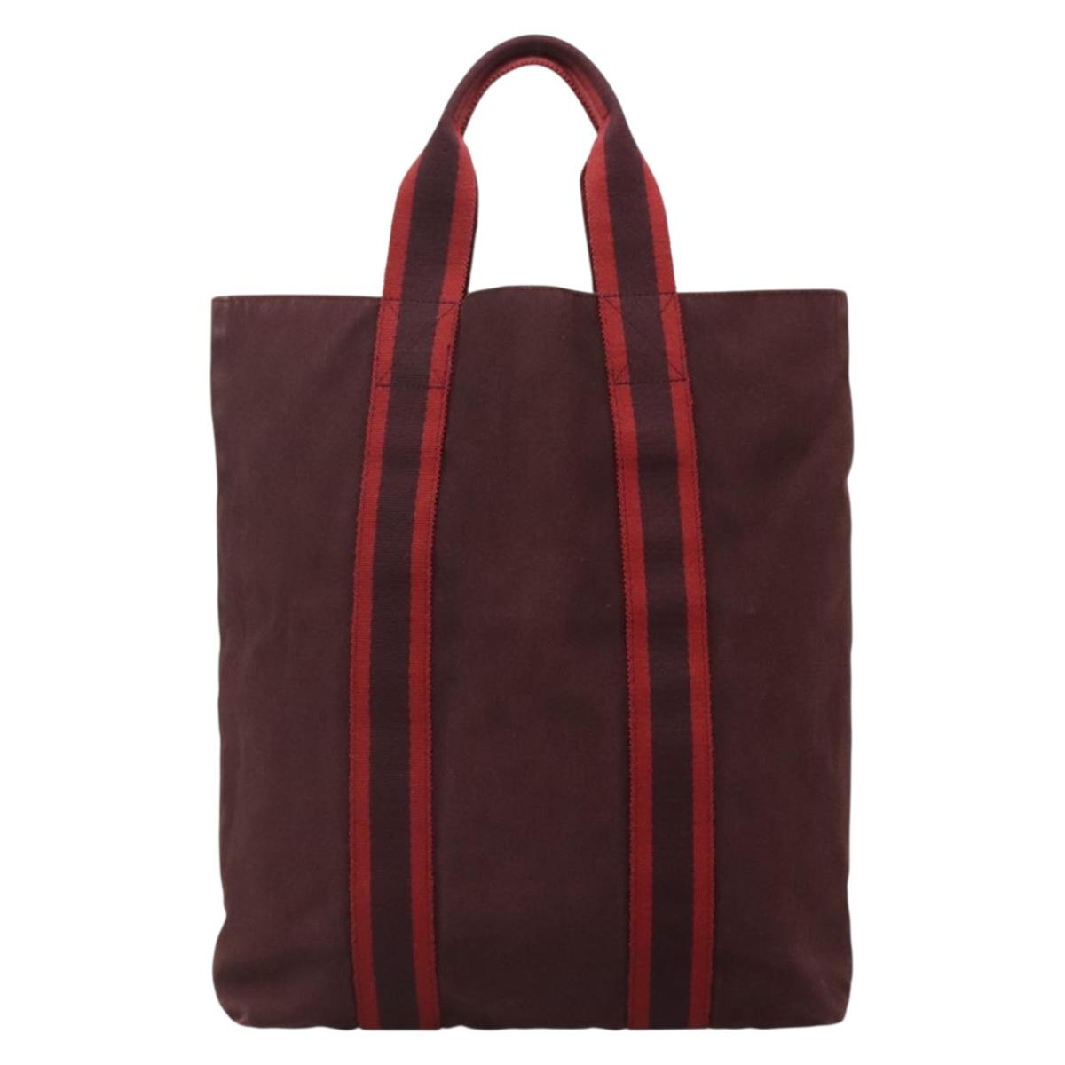 HERMES Fourre Tout Cabass Hand Bag Canvas Red Auth ti3345