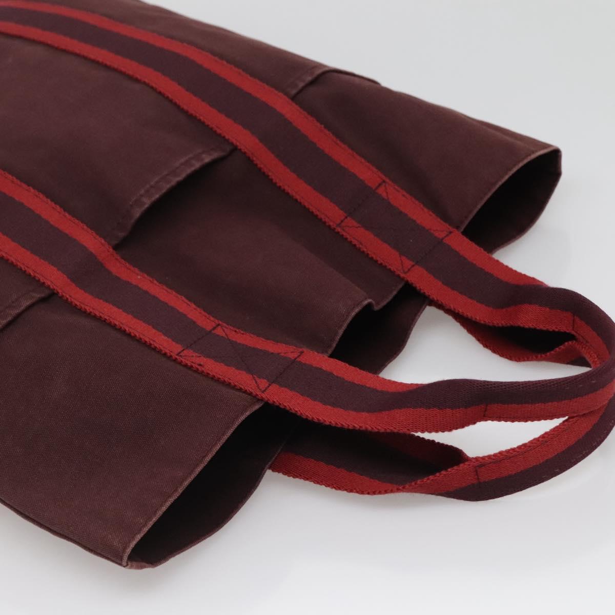 HERMES Fourre Tout Cabass Hand Bag Canvas Red Auth ti3345